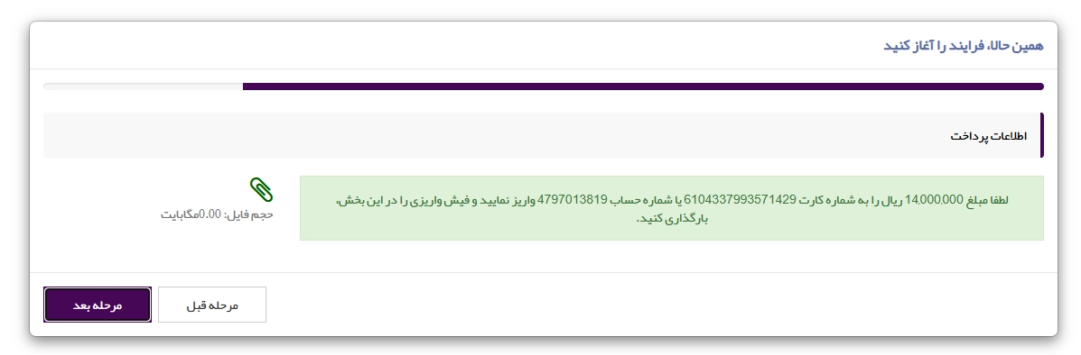 اطلاعات مالی و بارگذاری رسید